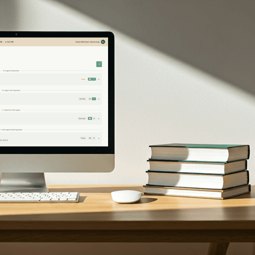 Study desk with books
